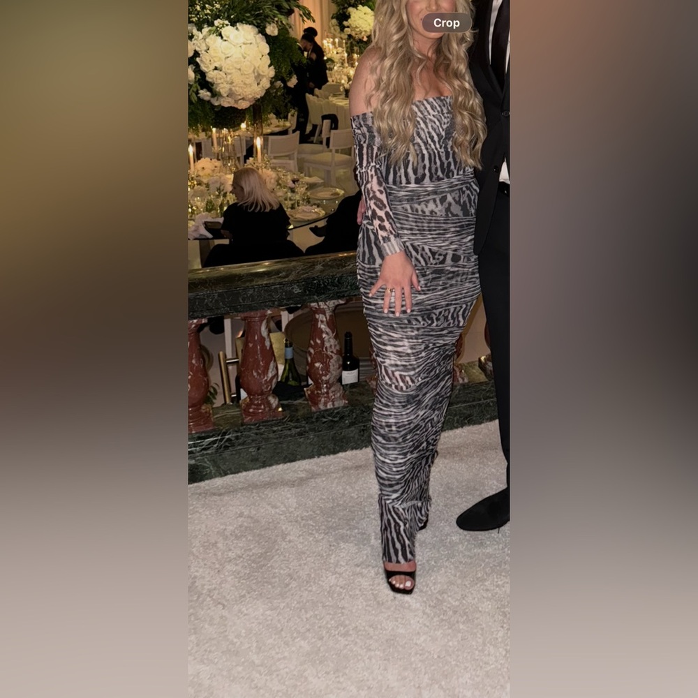 Elegant Zebra Print Off-Shoulder Dress